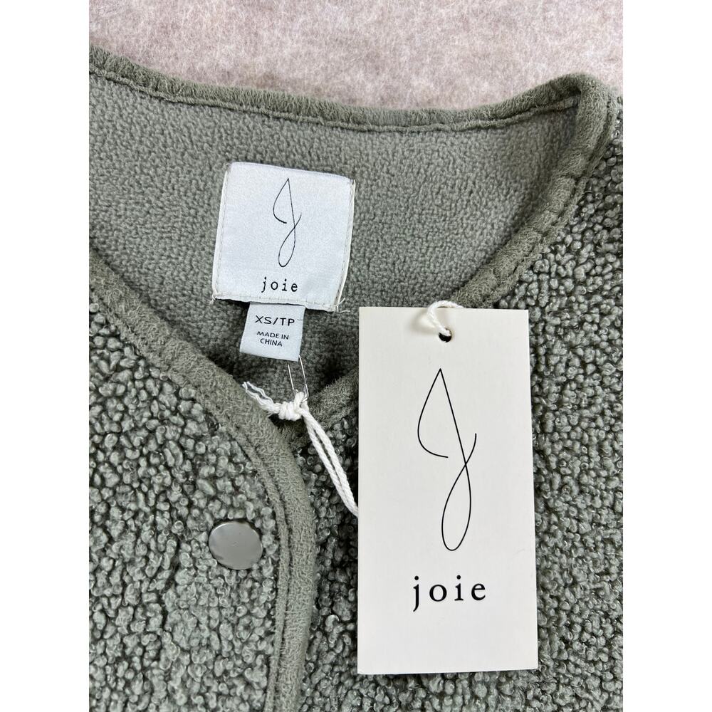 Joie Teddy Sherpa Jacket Snap Front Sage Green Women's Size XS NEW - Picture 4 of 5